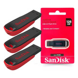 Kit 3 Pendrive Usb 128gb Flash Drive Memory Stick Cruzer Bla