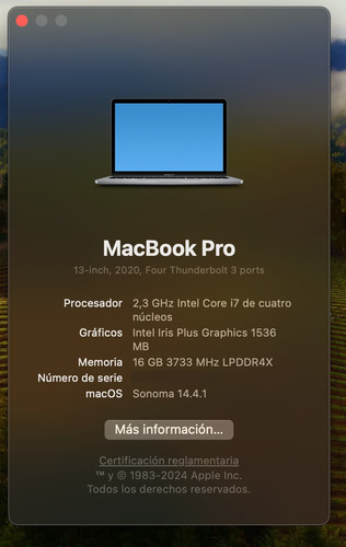 Macbook Pro 2020 Intel I7 16gb 512gb Hd