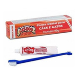 Kit Creme Dental Cat-dog Cães E Gatos Sabor Morango + Escova