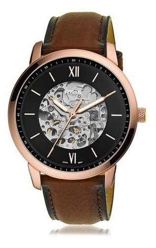 Reloj Hombre Fossil Me3195 Automático Pulso Marron En Cuero