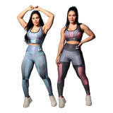 Kit 2 Conjuntos Academia Legging+top Moda Fitness Premium