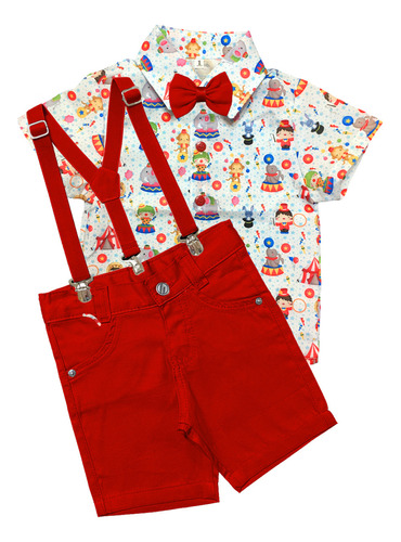 Conjunto Social Circo Infantil Menino Vermelho