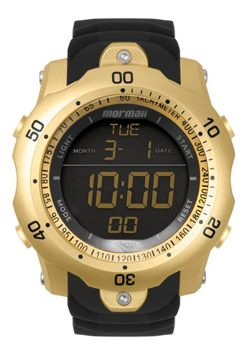 Relógio Digital Masculino Mormaii Urban Preto Envio 24h Cor Do Bisel Dourado
