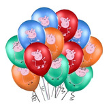 Pack 24 Globos Látex Peppa Pig Para Aire O Helio