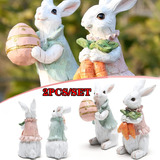 A 2 Piezas De Decoraciones De Conejo De Pascua, Figuras De