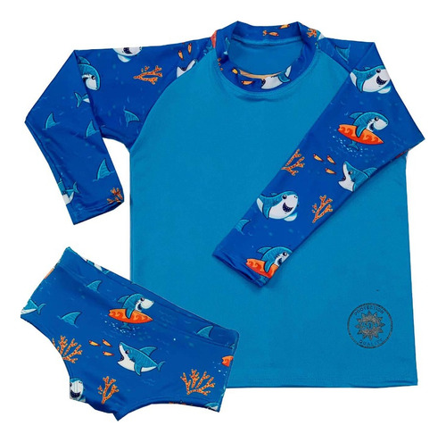 Kit 2 Peças Camisa+sunga Infantil/juvenil Proteção Uv 50+ 