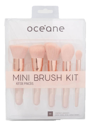 Mini Brush Kit Com 5 Pincéis De Maquiagem Océane