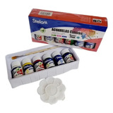 Set 6 Pinturas Acuarela , 25ml + Pincel + Mezclador