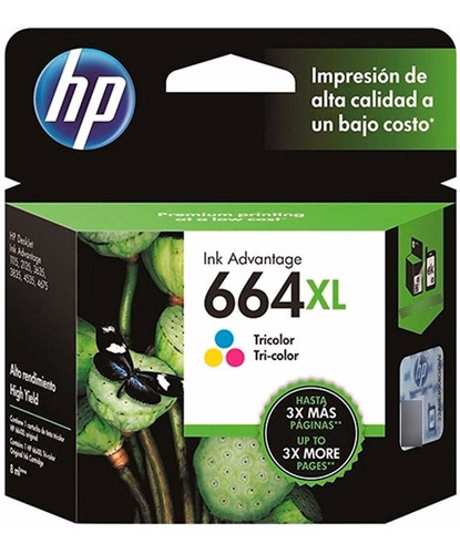 Cartucho Hp 664 Xl Color F6v30al Original Wis Tecno