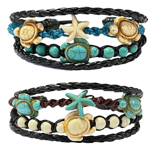 2 Piezas Pulsera De Tortuga Y Pulsera De Estrella De Ma...