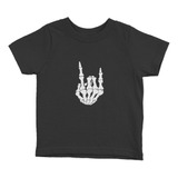 Polera Niños Rock Hand Skeleton Musica 100% Algodón Wiwi