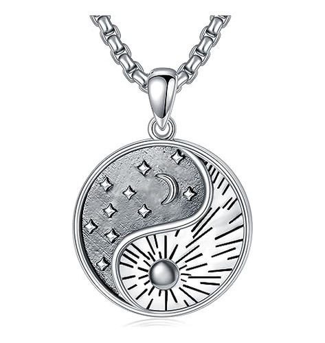 Collar Yin Y Yang Para Hombres Colgante Yin Yang De Plata De