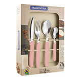 Juego Set 24 Cubiertos Tramontina Carmel Rosa Samihome