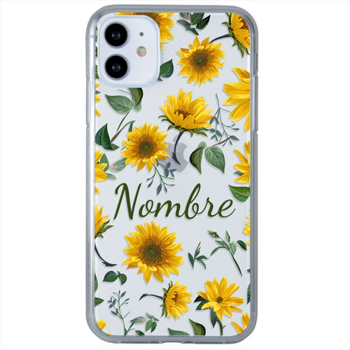 Funda Para iPhone Flores Girasoles Personalizada Tu Nombre