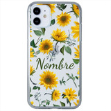 Funda Para iPhone Flores Girasoles Personalizada Tu Nombre