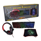 Combo Teclado + Mouse + Audifono + Padmouse Aoas Gamer Led