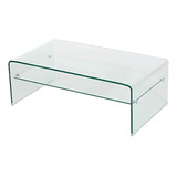 Mesa De Centro De Cristal Templado Transparente 2 Niveles.