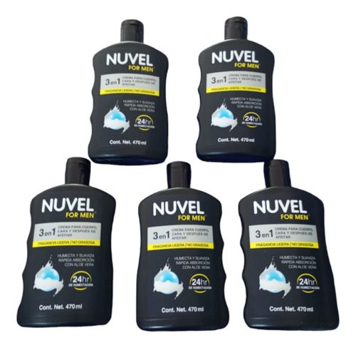 Crema Para Caballero Nuvel For Men Con 470 Ml 5pzas