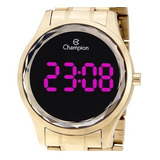 Relógio Champion Feminino Digital Led Dourado Ch48019h Cor Do Fundo Preto