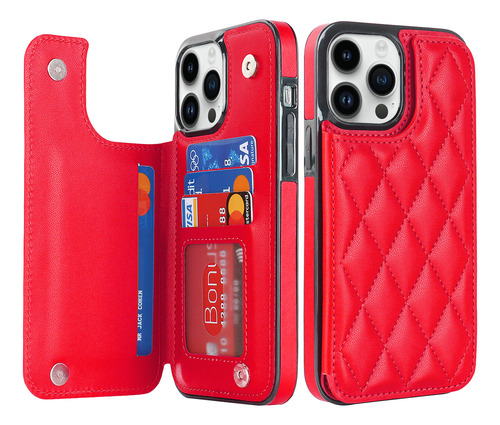 Funda De Piel Tipo Cartera Para iPhone, Tarjeta, Monedero, F