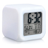 Reloj Digital Cubo Led C/ Alarma - 7 Opciones De Color