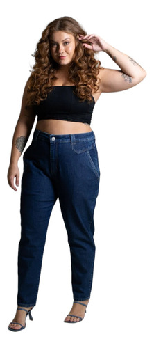Calça Jeans Azul Mon Sawary Plus Size Feminina