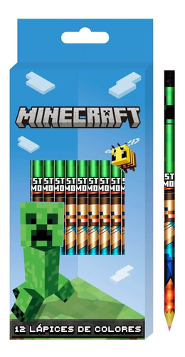 Set De Lapices De Colores X12 Minecraft