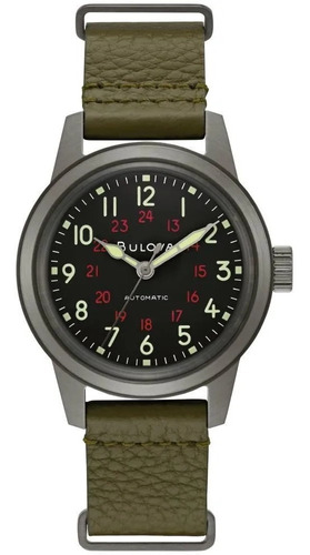 98a255 Reloj Bulova Military Hack Watch Verde/negro