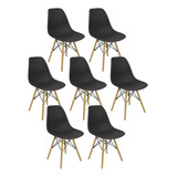 Kit 7 Cadeiras Charles Eames Eiffel Wood Design Varias Cores