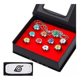 Naruto Caja 10 Anillos Y Bandana Akatsuki Cosplay Original