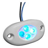 Luz Cortesia Capa Oval Branca 4 Leds 12v Luz Azul Barco