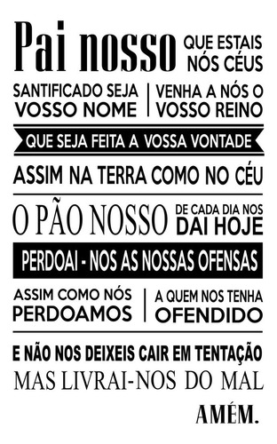 Adesivo Decorativo Frase Oração Pai Nosso Grande