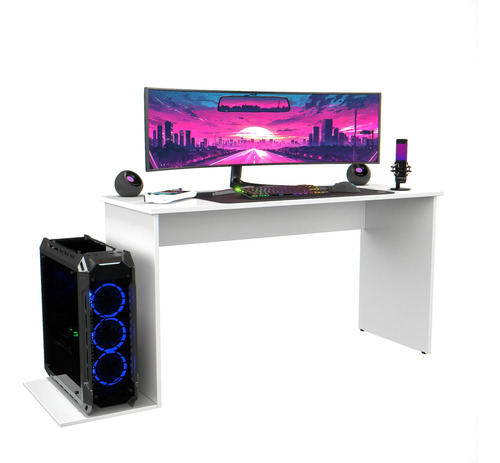 Mesa Gamer Industrial Compacta Ideal Com Espaço 2 Monitores