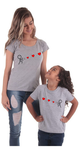 Tal Mãe Tal Filha Filho Camiseta Babylook Tshirt Corações