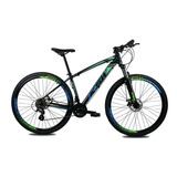 Bicicleta Aro 29 Ksw Color Altus 1.0 24v Hidraulico + Trava Cor Verde/azul Tamanho Do Quadro 17