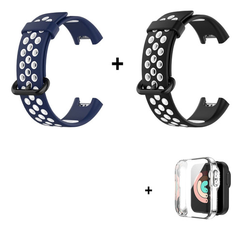 Kit 2 Pulseiras Para Xiaomi Mi Watch Lite Silicone + Case