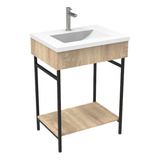 Mueble De Baño Serac 60 Estructura Metálica Negra + Lavamano