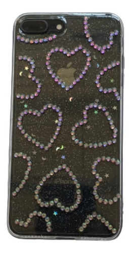 Funda Para iPhone 7 8 Plus Xs Xr Max Glitter Corazon Strass