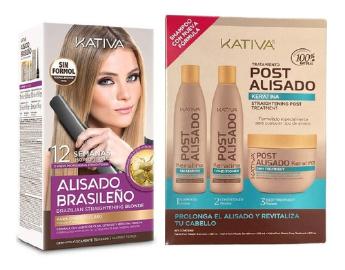 Kit Kativa Alisado+post C.claro - mL a $169