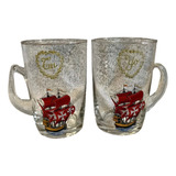 Set De 2 Tazas Vidrio Vintage C/leyenda   Tu  Y  Yo  350 Ml