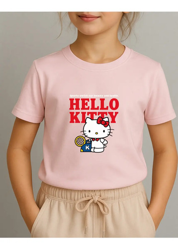 Camiseta Infantil Básica Menina Estampada Hello Kitty Sport