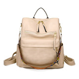 Mochila Los Misterios Lmb10006 Color Beige Diseño Lisa 16l