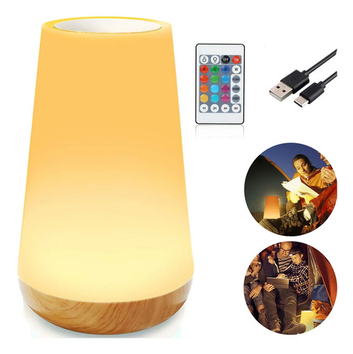 Luminária De Mesa Led Rgb Regulável Com Controle Touch