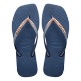 Chinelo Havaianas Ponta Quadrada Square Glitter Azul Indigo