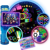 Kit Balada 130 Pçs Festa Neon Pulseira Óculos Tiara Gravata