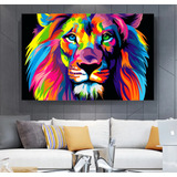 Cuadro Moderno 60x90 León Selva Canvas Animales Colores