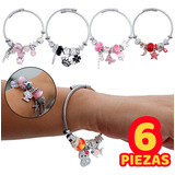 6 Pulseras Chams De Acero Inoxidable Con Dijes Mayoreo