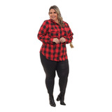 Camisa Xadrez Flanela Sem Bolsos Plus Size  Tam 58/60