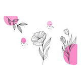 Adesivo Parede Flor Boho Minimalista Botânico Rosa B9920