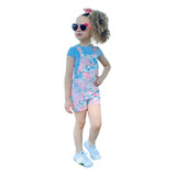 Conjunto Jardineira Feminino Infantil Verão